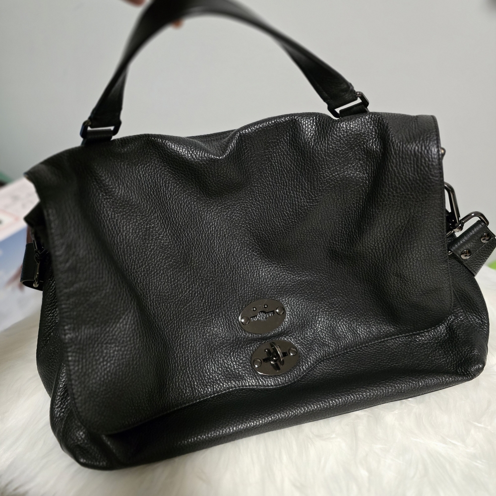 Elegant Black Leather Two Way Bag